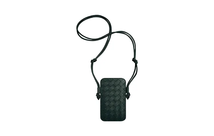 Bottega Veneta Intrecciato Sheepskin Card Holder Cell Phone Pouch Women's Ink Green