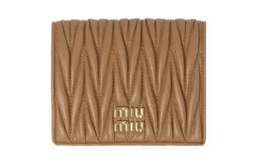 MIU MIU Matelassé Leather Wallet Small Women's Caramel Brown