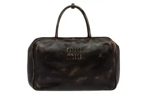 MIU MIU Nappa Soft Sheepskin Bowling Bag, Handbag Women's Sand/Coffee