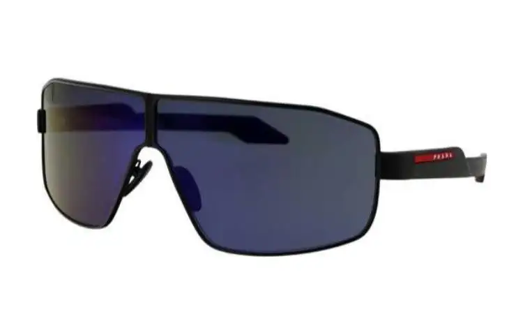 PRADA Metal Irregular Shape Sunglasses Men's Black