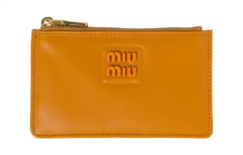 MIU MIU Leather Envelope Bag Wallet Women's Pomegranate Yellow