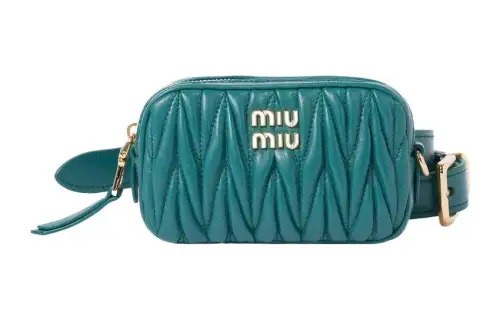 MIU MIU Matelassé Leather Fanny Pack Women's Lagoon Blue