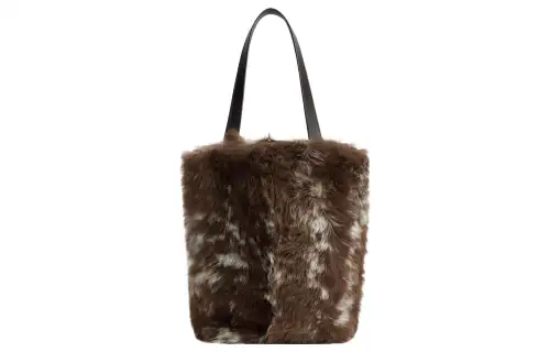 Bottega Veneta Shearling Handbag Small Men's White/Brown