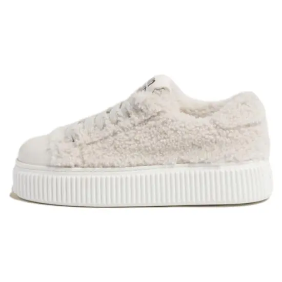 MIU MIU Height Increasing Low Top Skateboard Shoes Women's White
