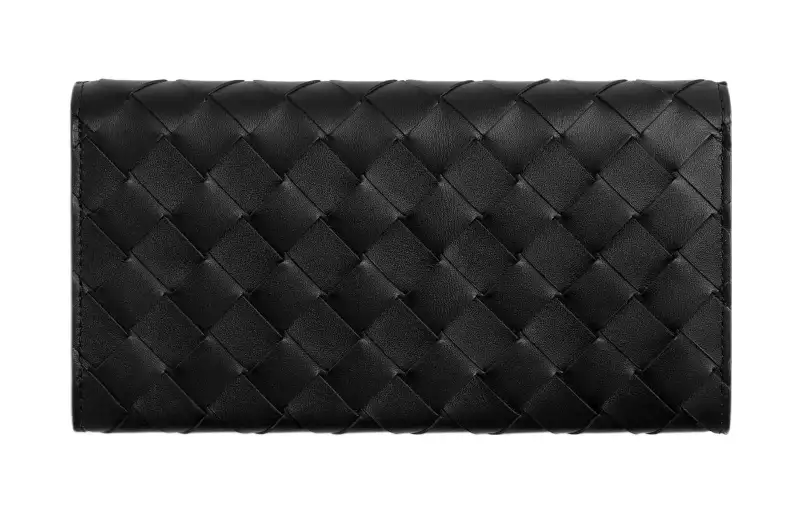 Bottega Veneta Intrecciato Calfskin Wallet Regular Men's Black/Red