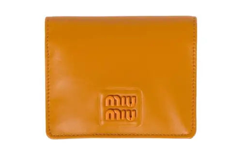 MIU MIU Leather Wallet Small Women's Pomegranate Yellow