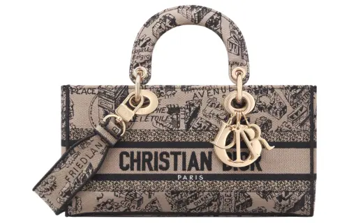 DIOR Lady D Joy Embroidery Handbag, Shoulder Bag, Crossbody Bag, Handbag Medium Women's Light Umber