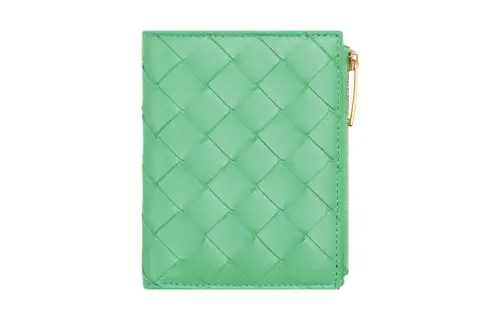 Bottega Veneta Intrecciato Lambskin Wallet Small Women's Cyan