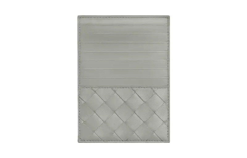 Bottega Veneta Intrecciato Sheepskin Card Holder Passport Holder Women's Agate Gray