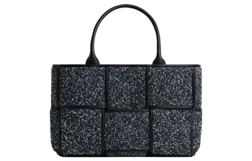 Bottega Veneta ARCO Flannel With Leather Tote Bag, Shopping Bag, Handbag Small Women's Indigo/Black