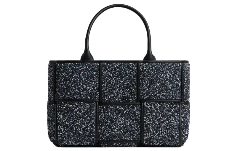 Bottega Veneta ARCO Flannel With Leather Tote Bag, Shopping Bag, Handbag Small Women's Indigo/Black