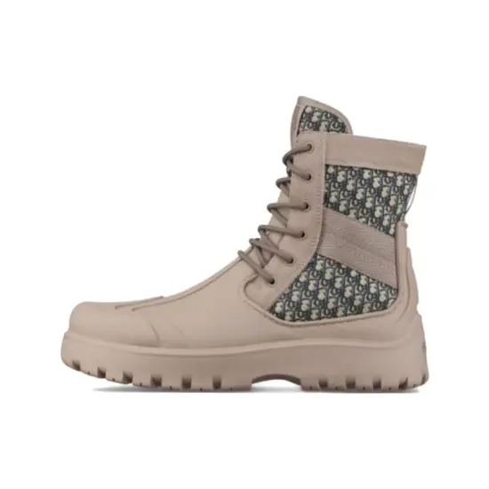 DIOR Garden Lace Up Ankle Boots Brown Rubber