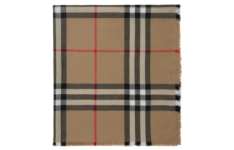【Previous Season】Vintage Check frayed-edge scarf