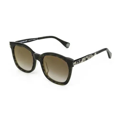 A BATHING APE Stainless Steel Acetate Oval Sunglasses Unisex
