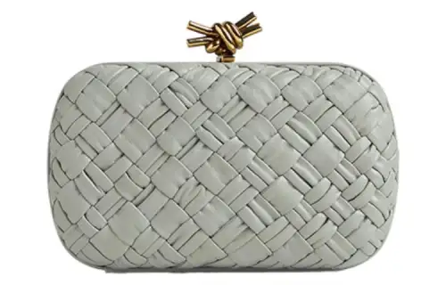 Bottega Veneta KNOT Cow Leather Clutch Regular Women's Agate Gray