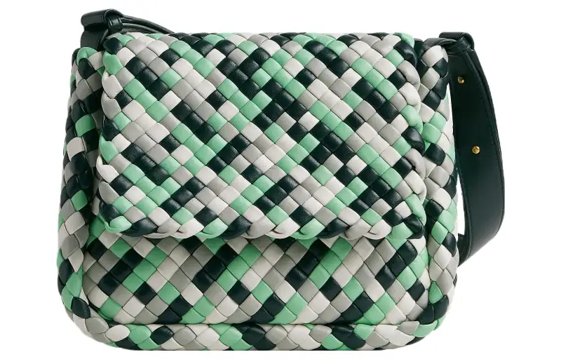 Bottega Veneta Lambskin Crossbody Bag, Shoulder Bag Women's Green/Dark Green