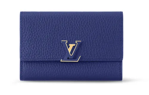 LOUIS VUITTON Capucines Taurillon Leather Capson Wallet Regular Women's Enamel Blue