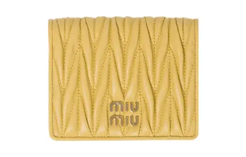 MIU MIU Matelassé Leather Wallet Small Women's Pineapple Yellow