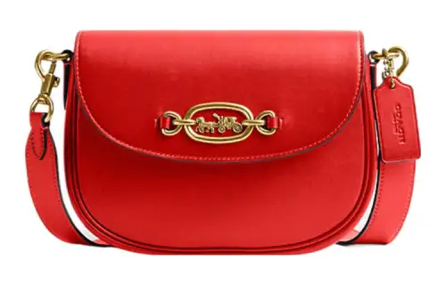 COACH Harley Cow Leather Saddle Bag Handbag, Shoulder Bag Small Women's Red