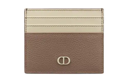 DIOR Grain Calfskin Card Holder Men's Khaki