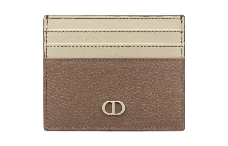 DIOR Grain Calfskin Card Holder Men's Khaki
