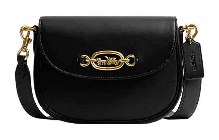 COACH Harley Cow Leather Saddle Bag, Crossbody Bag, Shoulder Bag Small Women's Black
