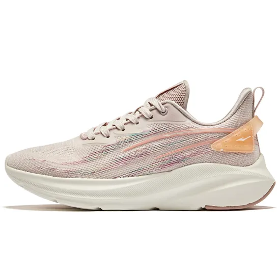 Erke Cushioned Wear-Resistant Breathable Low-Top Running Shoes Women's Mountain Root Gray Mineral Pink