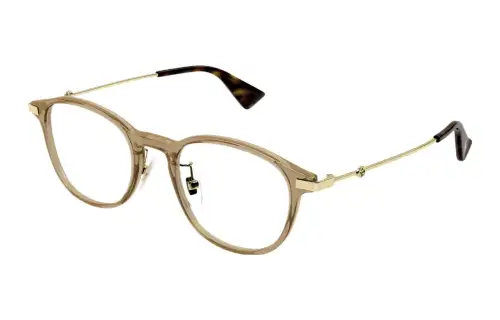 GUCCI Web Irregular Shape Eyeglass Frames Men's Gold