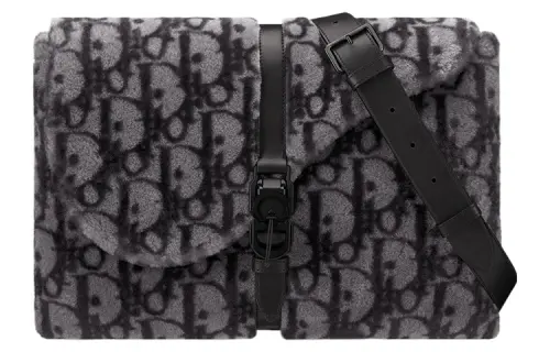 DIOR Shearling Portable Crossbody Bag, Shoulder Bag Men's Gray