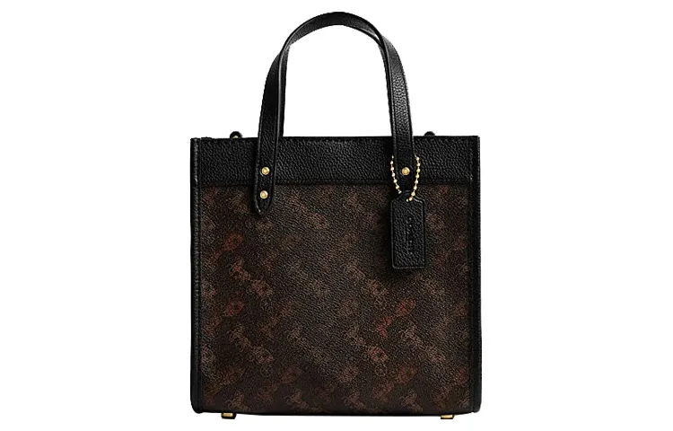 COACH Field Artificial Leather With Cow Leather Tote Bag, Shopping Bag, Shoulder Bag, Crossbody Bag, Handbag Small