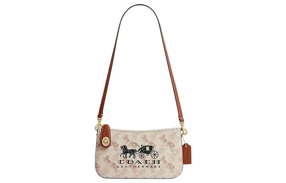 COACH Penn Artificial Leather With Cow Leather Handbag, Shoulder Bag Small Women's Chalk White