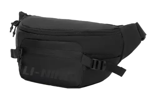 Li Ning Polyester One Shoulder Crossbody Sling Bag, Fanny Pack Regular Unisex Black