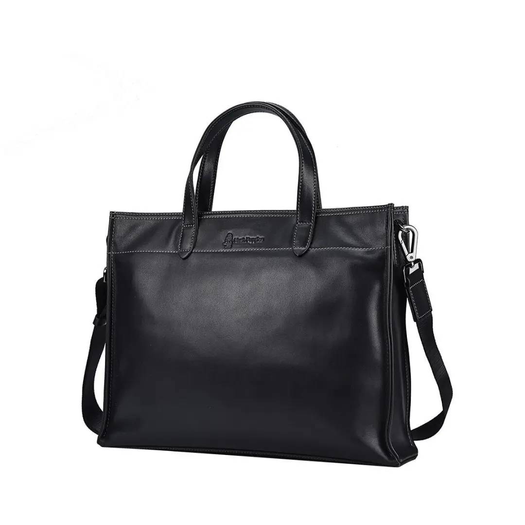 Hush Puppies Vegetable Tanned Top Grain Cow Leather Handbag Briefcase Large Men's Black