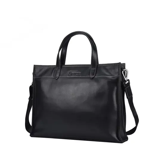 Hush Puppies Vegetable Tanned Top Grain Cow Leather Handbag Briefcase Large Men's Black