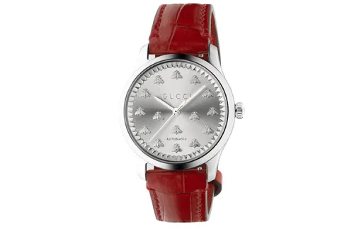 GUCCI G Timeless Collection Wrist Watches Automatic Mechanical Movement Crocodile Leather Strap 38mm Silver Dial Unisex