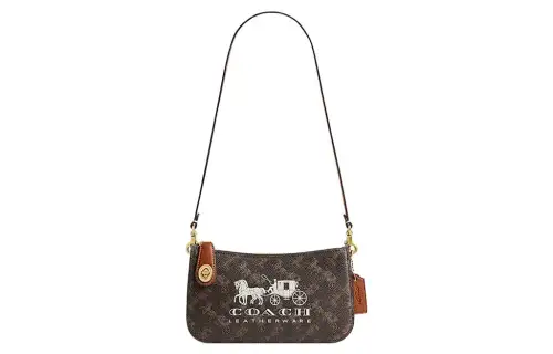 COACH Penn Artificial Leather With Cow Leather Handbag, Shoulder Bag Small Women's Truffle