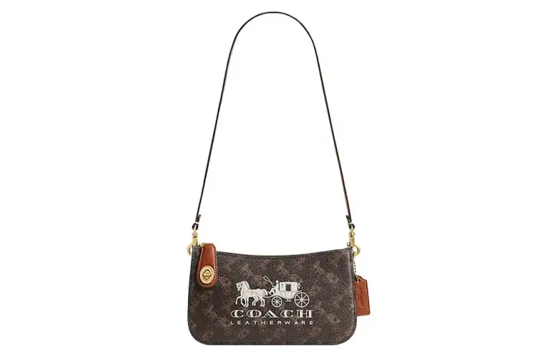 COACH Penn Artificial Leather With Cow Leather Handbag, Shoulder Bag Small Women's Truffle