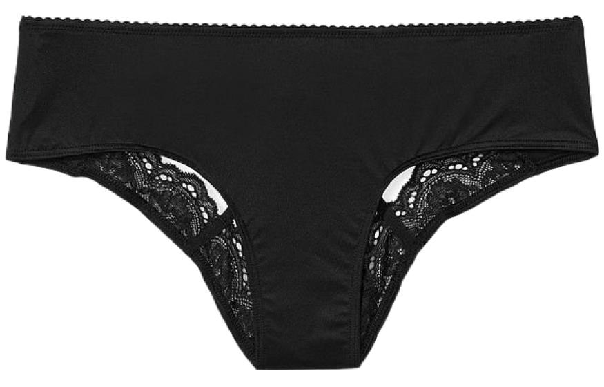 Victoria's Secret Sexy silky black underwear, hip-accented