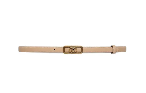 GUCCI Leather Belts Women's Beige Width 1.5cm