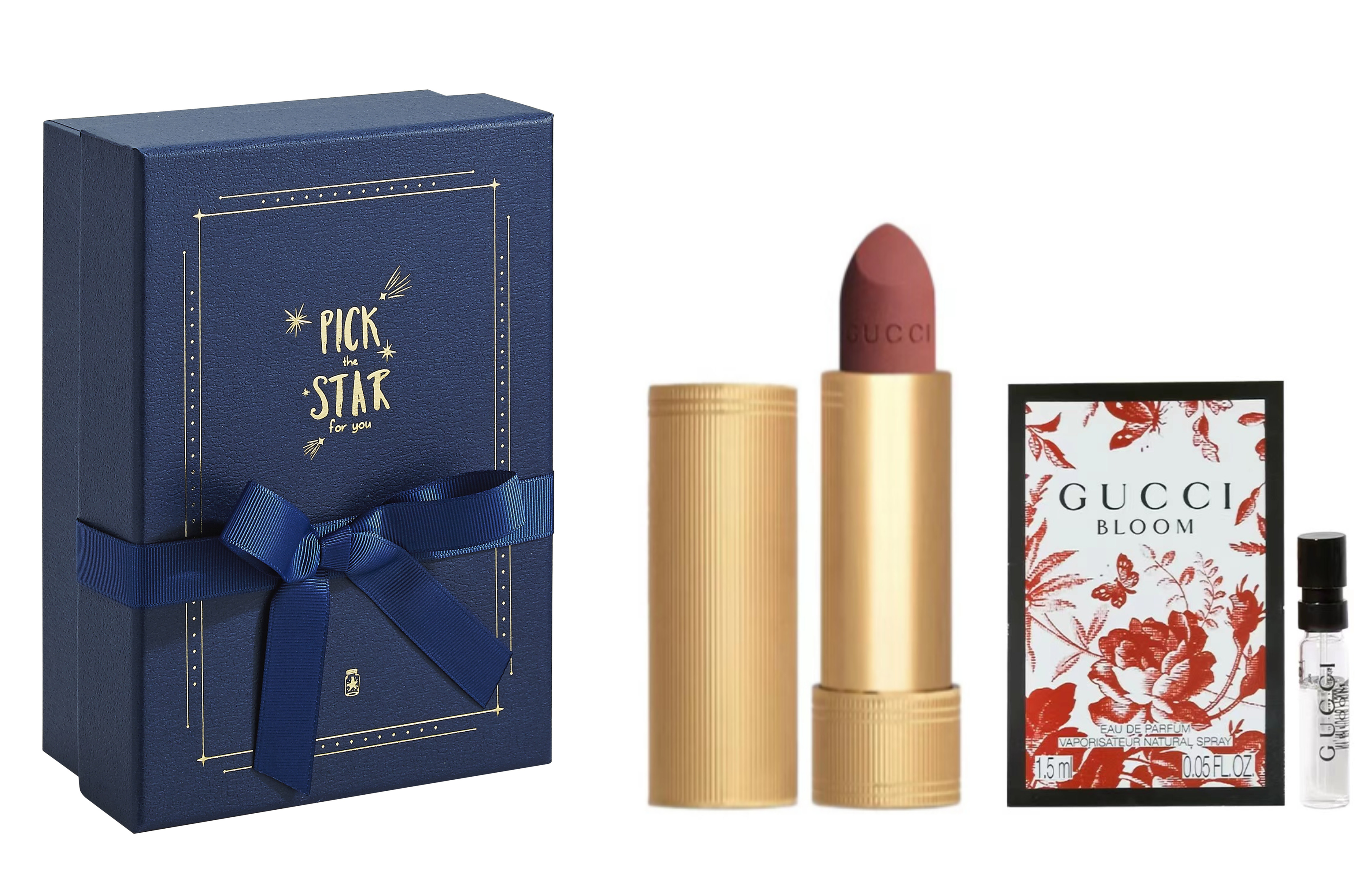 GUCCI Gucci, matte velvet lipstick, lip gloss, makeup primer, set, moisturizing perfume for professional use, gift box, natural and permanent formula, sample