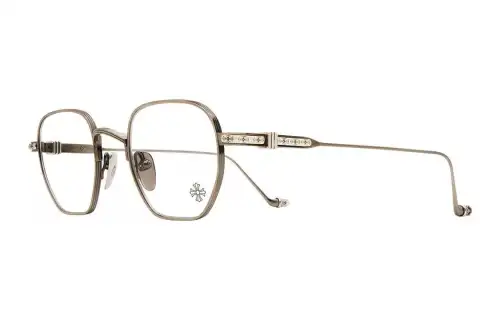 Chrome Hearts 925 Sterling Silver Irregular Shape Eyeglass Frames Unisex Distressed Silver