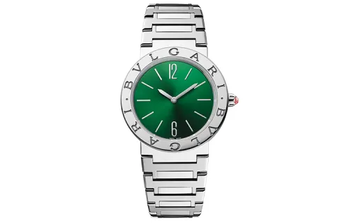 BVLGARI Series Wrist Watches Quartz Movement Stainless Steel Watchband 33mm Green Dial Women's Watch