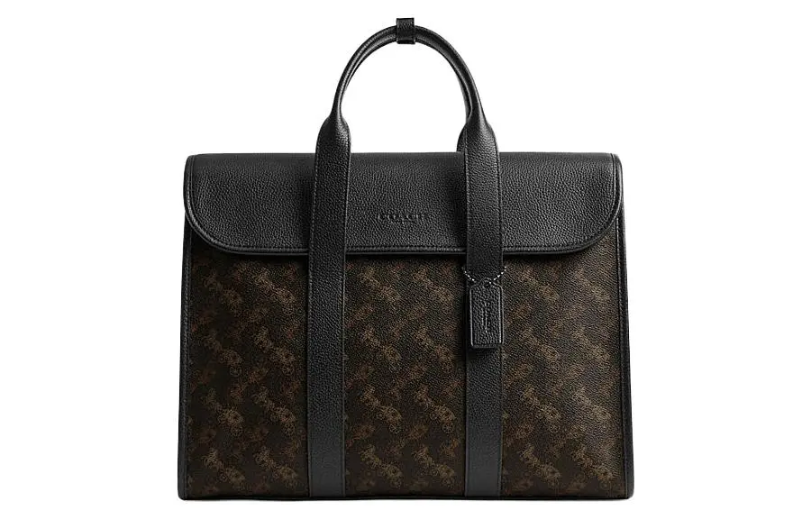 COACH Gotham Canvas With Leather Briefcase, One Shoulder Handbag Large Men's Black