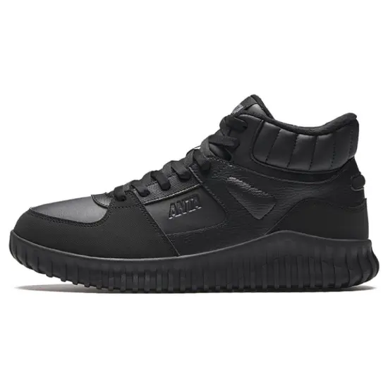 Anta Life Collection Wear-Resistant High-Top Casual Shoes Men's Black