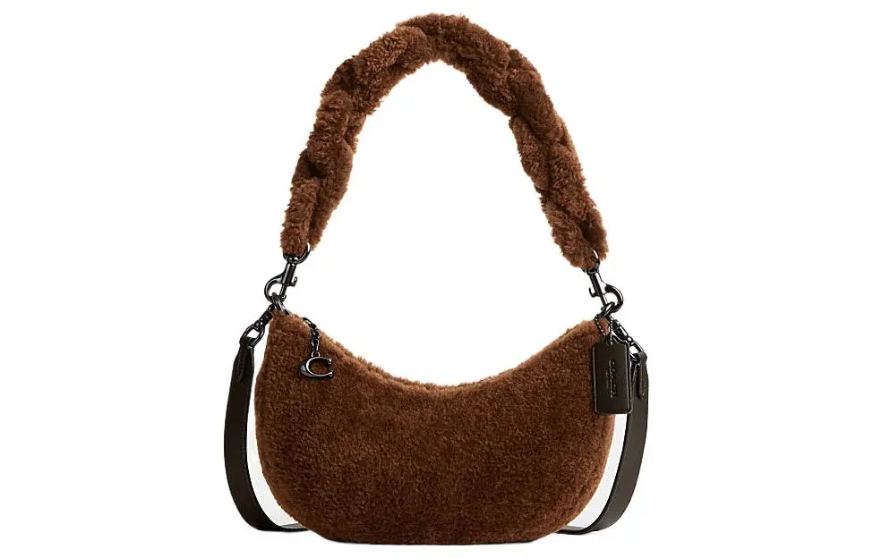 COACH Mira Shearling Dumpling Bag, Portable Crossbody Bag, Shoulder Bag Medium Women's Brown