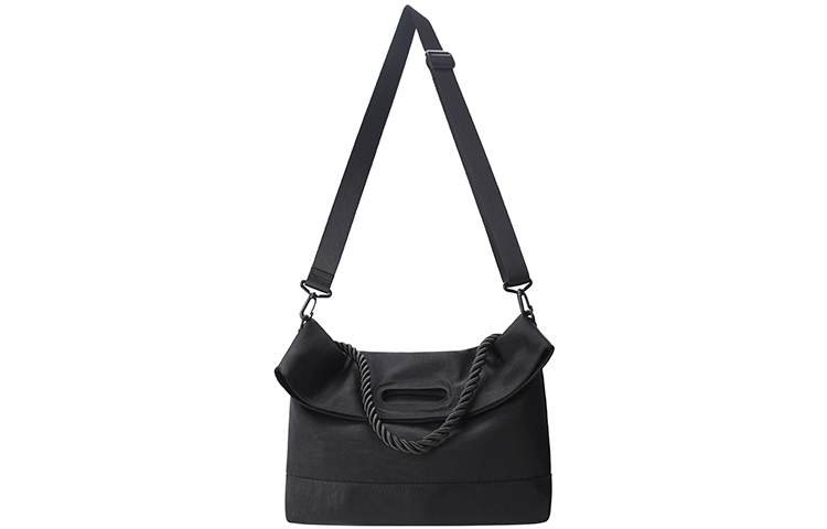 HAWA Nylon Messenger Tote Handbag, Shoulder Bag, Crossbody Bag Large Unisex Black