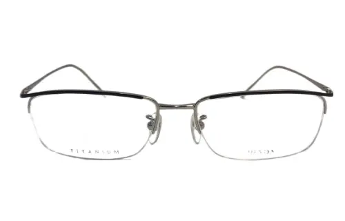 PRADA Acetate Rectangular Eyeglass Frames Unisex Silver