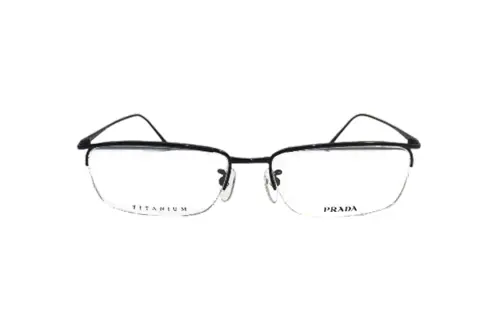 PRADA Acetate Browline Eyeglass Frames Unisex Black