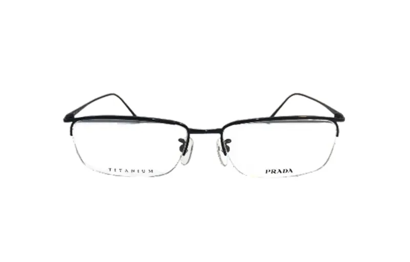 PRADA Acetate Browline Eyeglass Frames Unisex Black