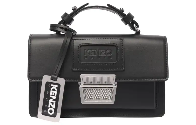KENZO Cow Leather Shoulder Bag, Crossbody Bag Mini Women's Black
